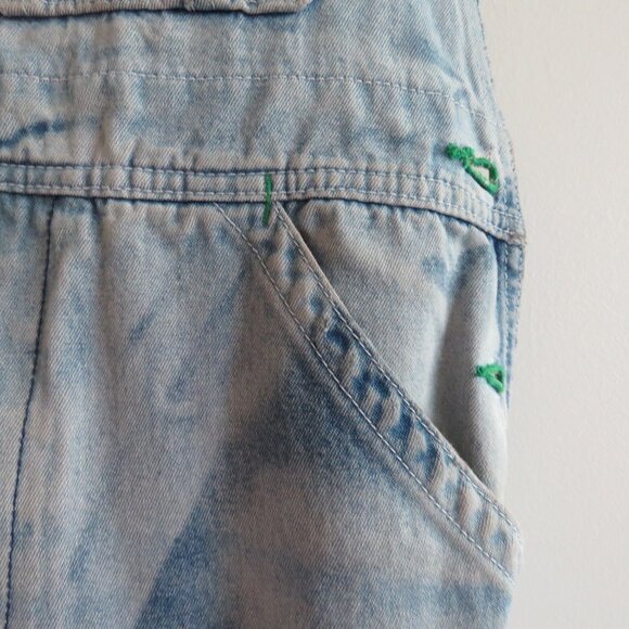 VINTAGE LIBERTY Cargo Carpenter Denim Overalls Acid Wash Hand Embroidered Work - Picture 10 of 16